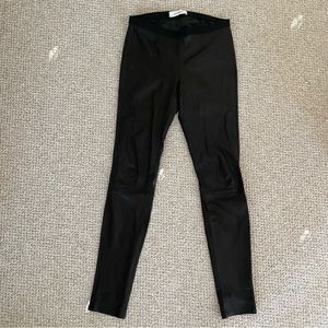 Ash black genuine leather leggings, size Large, made in France